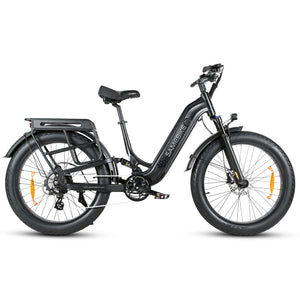 Thor Atlas Ultra fat tyre electric bike in black, with removable 48V 20Ah battery and rear cargo rack