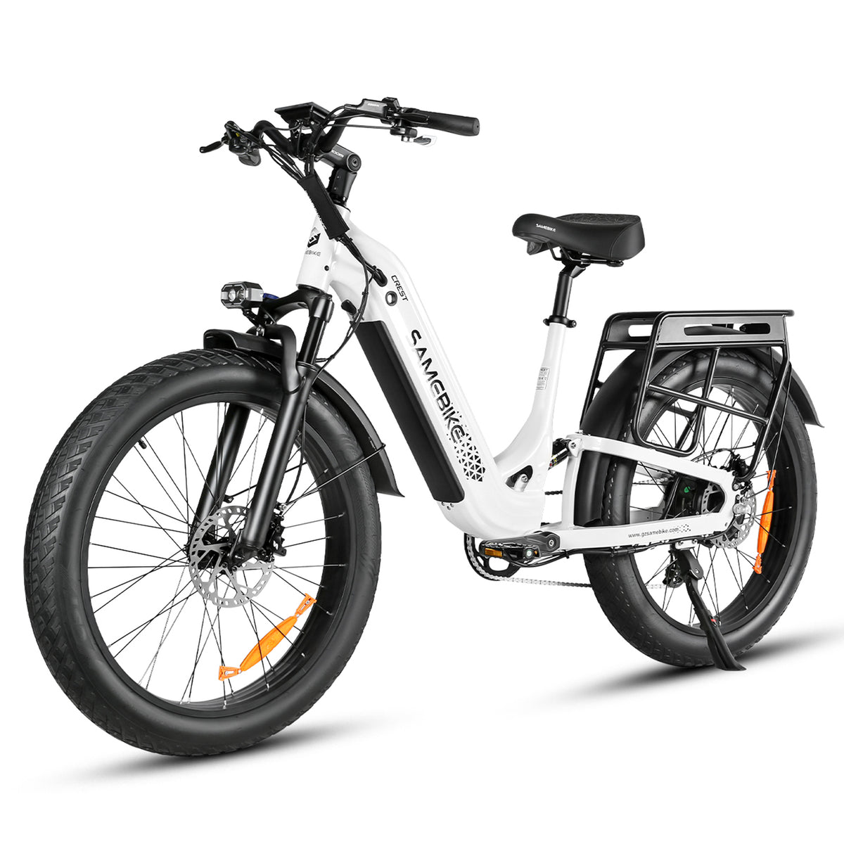 Thor Atlas Ultra fat tyre electric bike in white, with 26 x 4.0 inch fat tyres and hydraulic disc brakes