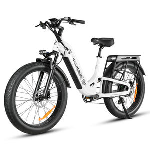 Thor Atlas Ultra fat tyre electric bike in white, with 26 x 4.0 inch fat tyres and hydraulic disc brakes