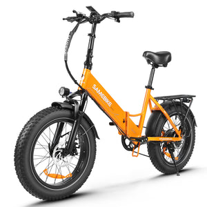 Thor Convoy M2 fat tyre electric bike in orange, with 20 x 4.0 inch CHAOYANG fat tyres and mechanical disc brakes