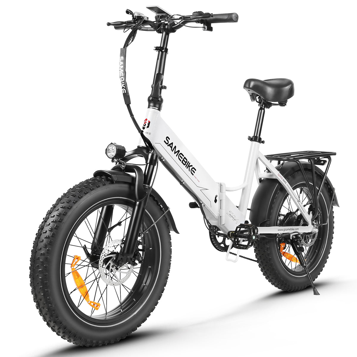 Thor Convoy M2 fat tyre electric bike in white, with 20 x 4.0 inch CHAOYANG fat tyres and mechanical disc brakes