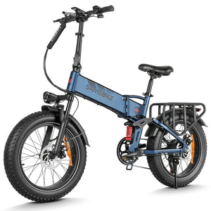 Thor Dash RS Mini fat tyre electric bike in blue, with 20 x 4.0 inch CHAOYANG fat tyres and mechanical disc brakes