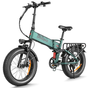 Thor Dash RS Mini fat tyre electric bike in green, with 20 x 4.0 inch CHAOYANG fat tyres and mechanical disc brakes