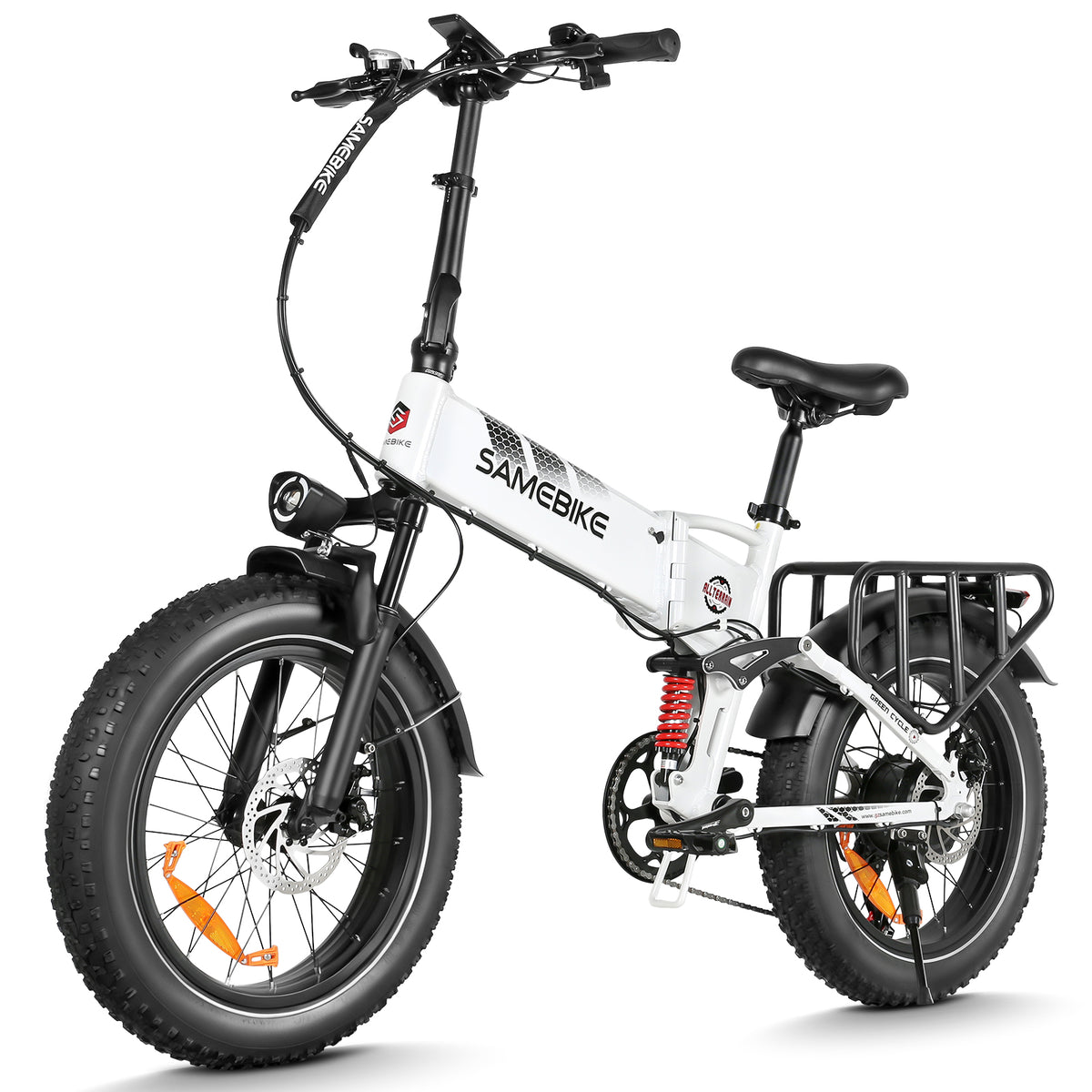 Thor Dash RS Mini fat tyre electric bike in white, with 20 x 4.0 inch CHAOYANG fat tyres and mechanical disc brakes