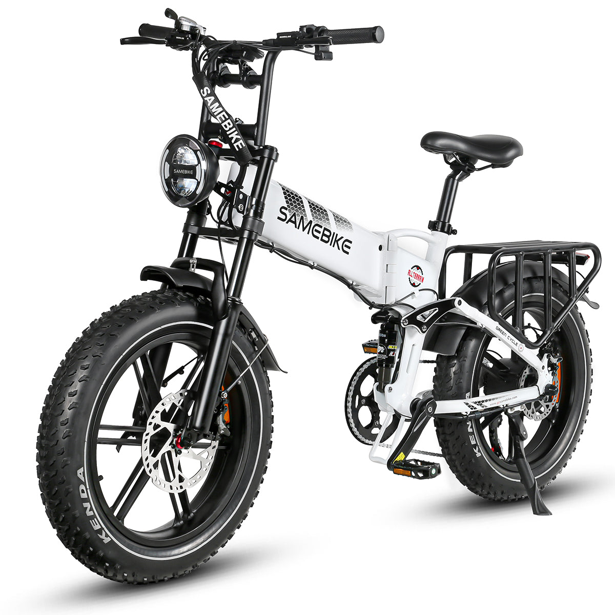 Thor Dash RS Plus fat tyre electric bike in white, with 20 x 4.0 inch KENDA fat tyres and hydraulic disc brakes