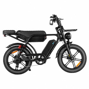 Side view of the black Thor Thunder V29 dual-battery electric bike with fat tyres and rear passenger seat.