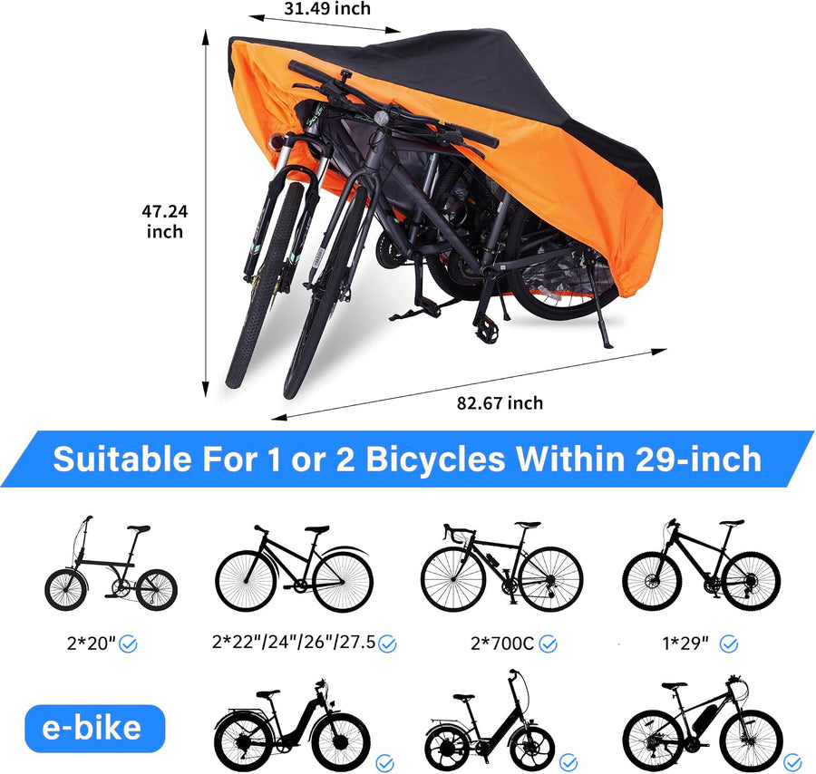 Bike cover over two bicycles, 210 x 120 x 80 cm, for bikes and E-Bikes up to 29 inch wheels