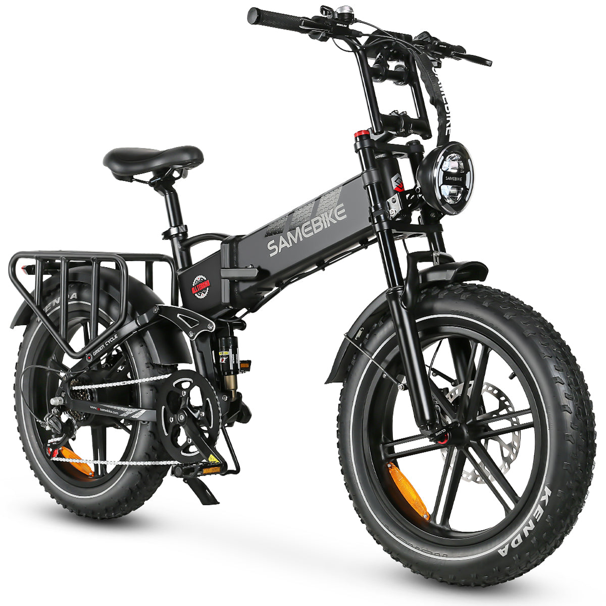 Thor Dash RS Plus fat tyre electric bike in black, with motorcycle style front suspension fork and 4 inch colour LCD display