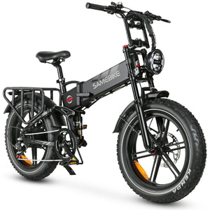 Thor Dash RS Plus fat tyre electric bike in black, with motorcycle style front suspension fork and 4 inch colour LCD display