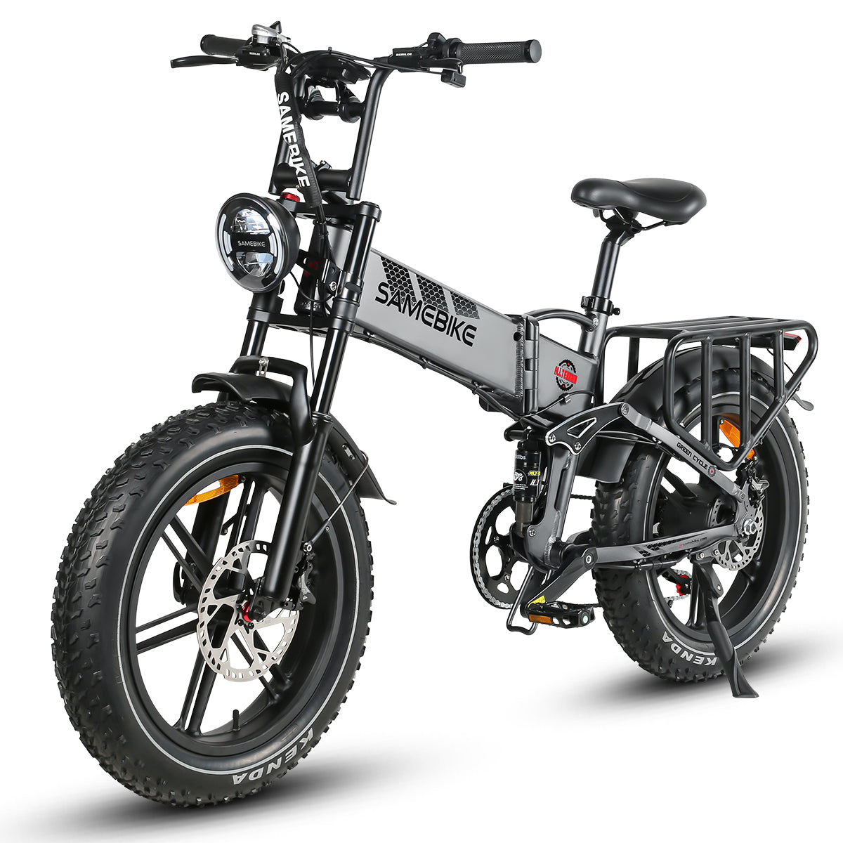 Thor Dash RS Plus fat tyre electric bike in grey, with 20 x 4.0 inch KENDA fat tyres and hydraulic disc brakes