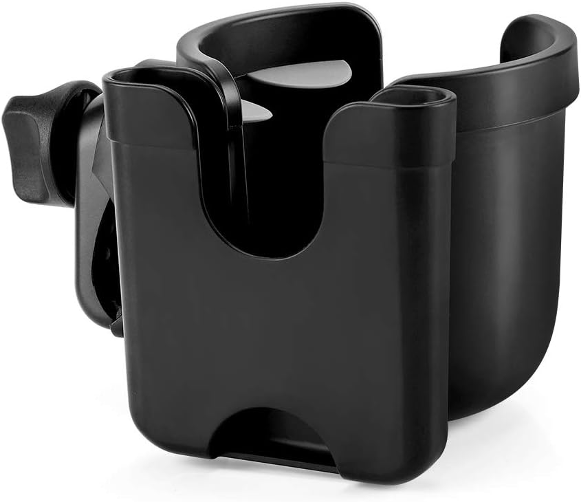 Handlebar cup holder with a side phone holder and clamp knob