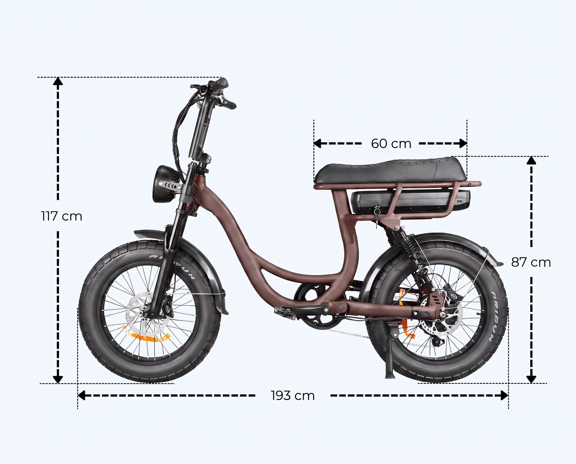 Pulse EB8 Step-Thru electric bike dimensions guide