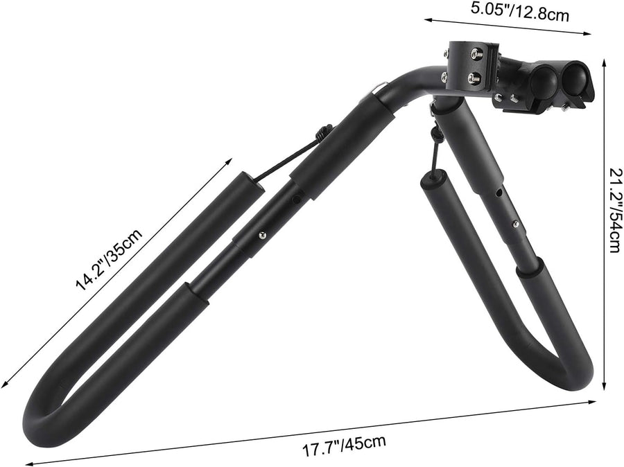 Surf rack dimensions: 45 cm wide, 54 cm tall, 35 cm arms and a 12.8 cm mount