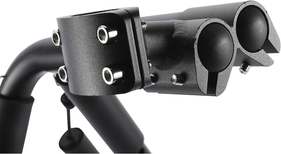 Close-up of the surf rack clamp and arm mounts