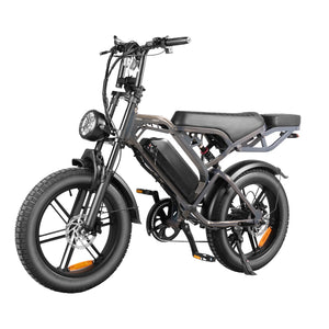 Thunder V20 Pro 250W fat tyre electric bike in grey, shown from the front three-quarter angle featuring 20 × 4.0-inch tyres, dual suspension, hydraulic disc brakes and rear hub motor.